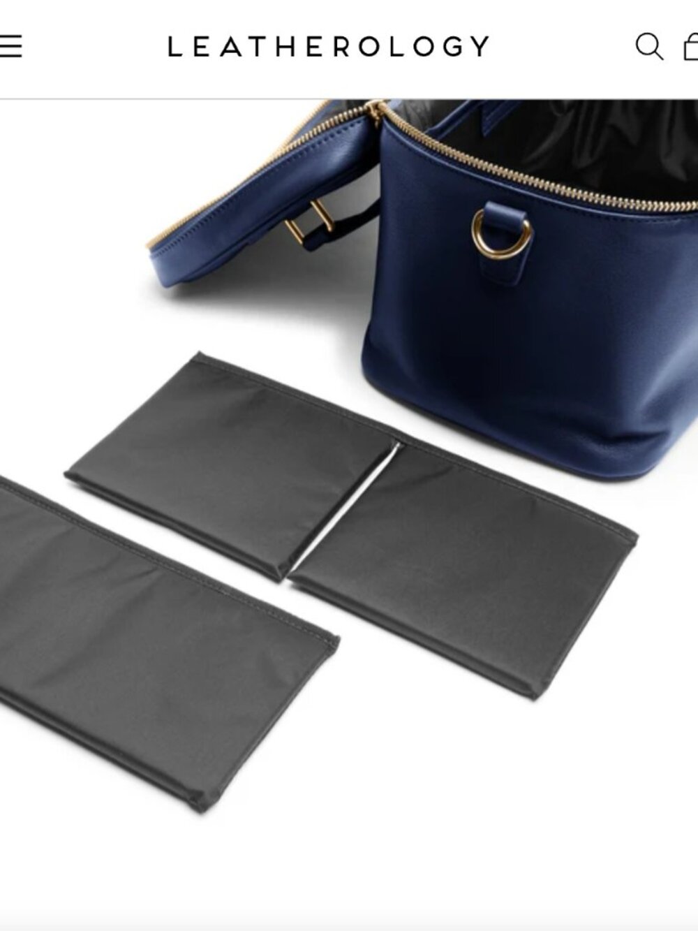 Leatherology XL Train Case Navy Blue Full Grain Leather Cosmetic Bag NWOT - Picture 14 of 14